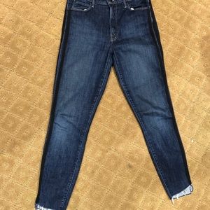 Mother brand “Stunner Zip Ankle Step Fray” jeans
